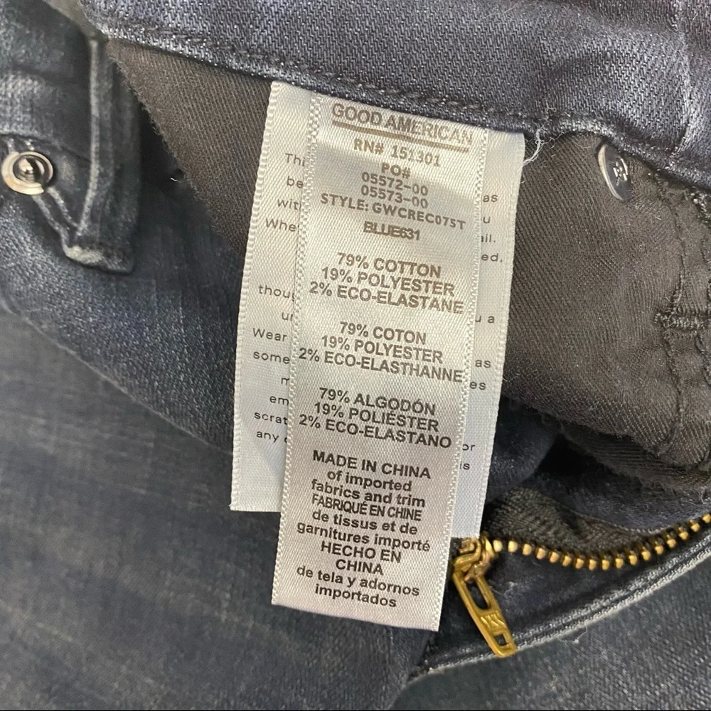 Good American Good Waist Crop High Rise Raw Hem Skinny Jeans Blue631